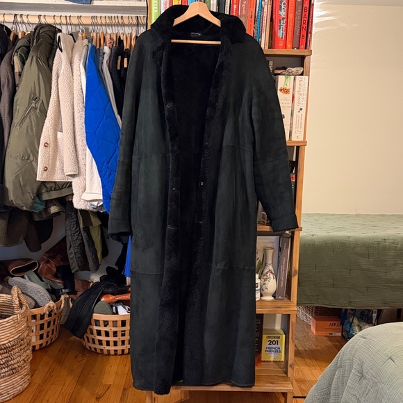 lambskin Cole Haan BLACK FULL LENGTH COAT - Picture 2 of 15